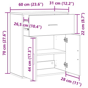 vidaXL Πλαϊνό γραφείο Παλιό ξύλο 60x31x70cm Επεξεργασμένο Ξύλο 1 τεμ.