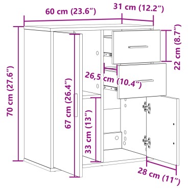 vidaXL Πλαϊνό γραφείο Παλιό ξύλο 60x31x70cm Επεξεργασμένο Ξύλο 1 τεμ.