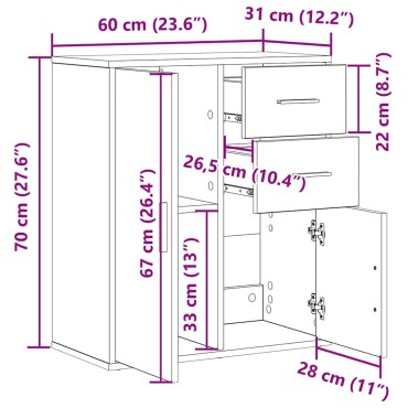 vidaXL Πλαϊνό γραφείο Μαύρη Οξυά 60x31x70cm Επεξεργασμένο Ξύλο 1 τεμ.