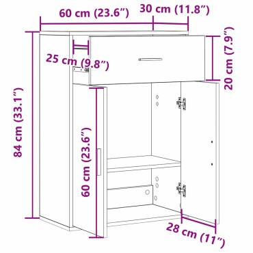 vidaXL Πλαϊνό γραφείο Μαύρη Οξυά 60x30x84cm Επεξεργασμένο Ξύλο 1 τεμ.