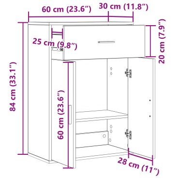 vidaXL Πλαϊνό γραφείο Μαύρη Οξυά 60x30x84cm Επεξεργασμένο Ξύλο 1 τεμ.