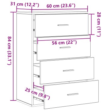 vidaXL Πλαϊνό γραφείο Μαύρη Οξυά 60x39x80cm Επεξεργασμένο Ξύλο 1 τεμ.