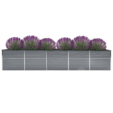 vidaXL Ζαρντινιέρα Υπερυψωμένη Γκρι 400x80x45 εκ. Γαλβαν. Χάλυβας