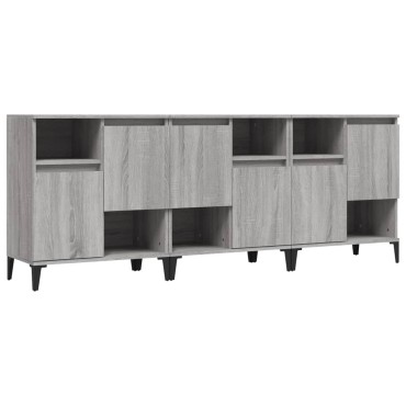 vidaXL Ντουλάπι 3 τεμ. Γκρι Sonoma 60x35x70cm από Επεξεργασμένο Ξύλο