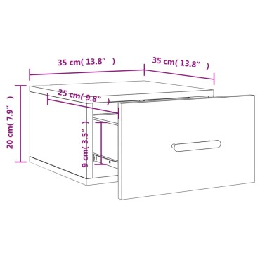 vidaXL Κομοδίνο Επιτοίχιο Λευκά 35x35x20cm 1 τεμ.