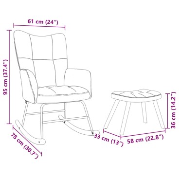 vidaXL Πολυθρόνα Κουνιστή Μπλε Υφασμάτινη με Υποπόδιο 61x78x95 cm 1 τεμ.