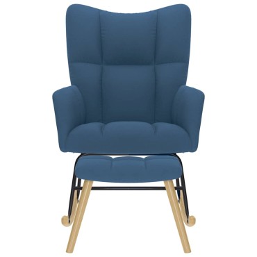 vidaXL Πολυθρόνα Κουνιστή Μπλε Υφασμάτινη με Υποπόδιο 61x78x95 cm 1 τεμ.