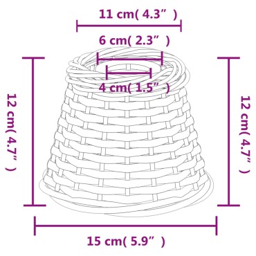 vidaXL Καπέλο Φωτιστικού Οροφής Λευκό Ø15x12 εκ. από Wicker