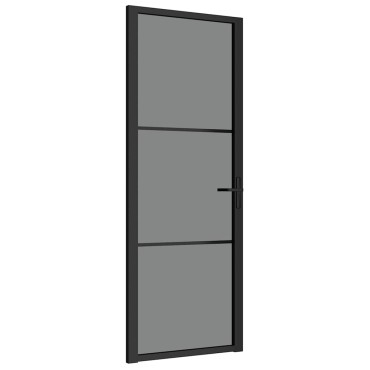 vidaXL Εσωτερική Πόρτα 76x201,5 εκ. Μαύρη ESG Γυαλί και Αλουμίνιο