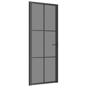 vidaXL Εσωτερική Πόρτα 83x201,5 εκ. Μαύρη ESG Γυαλί και Αλουμίνιο