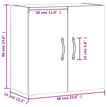 vidaXL Ντουλάπι Τοίχου Καπνιστή Δρυς 60x31x60cm Επεξεργασμένο Ξύλο 1 τεμ.