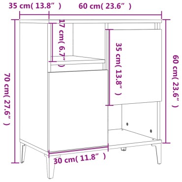 vidaXL Συρταριέρα Sonoma Δρυς 60x35x70cm Επεξεργασμένο Ξύλο 1 τεμ.