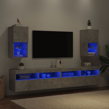 vidaXL Έπιπλα Τηλεόρασης με LED 2 τεμ. Γκρι Σκυροδέματος 30,5x30x60cm