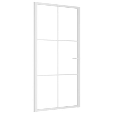 vidaXL Εσωτερική Πόρτα 102,5x201,5 εκ. Λευκή ESG Γυαλί και Αλουμίνιο