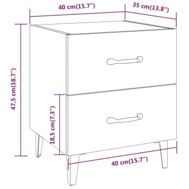 vidaXL Κομοδίνο Λευκό 40x35x47,5cm 1 τεμ.