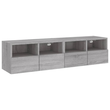 vidaXL Έπιπλα Τοίχου Τηλεόρασης 2 τεμ. Γκρι Sonoma 60x30x30cm Επεξ. Ξύλο