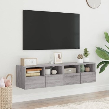 vidaXL Έπιπλα Τοίχου Τηλεόρασης 2 τεμ. Γκρι Sonoma 60x30x30cm Επεξ. Ξύλο