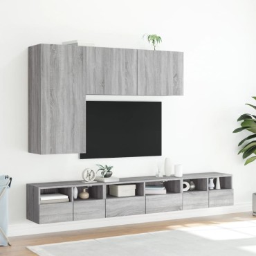 vidaXL Έπιπλα Τοίχου Τηλεόρασης 2 τεμ. Γκρι Sonoma 60x30x30cm Επεξ. Ξύλο