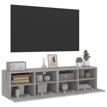 vidaXL Έπιπλα Τοίχου Τηλεόρασης 2 τεμ. Γκρι Sonoma 60x30x30cm Επεξ. Ξύλο