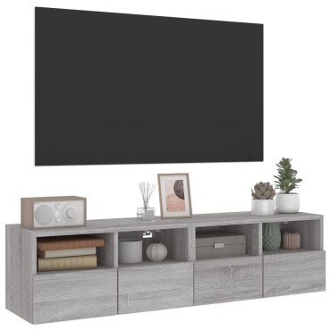 vidaXL Έπιπλα Τοίχου Τηλεόρασης 2 τεμ. Γκρι Sonoma 60x30x30cm Επεξ. Ξύλο
