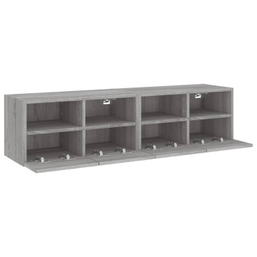 vidaXL Έπιπλα Τοίχου Τηλεόρασης 2 τεμ. Γκρι Sonoma 60x30x30cm Επεξ. Ξύλο