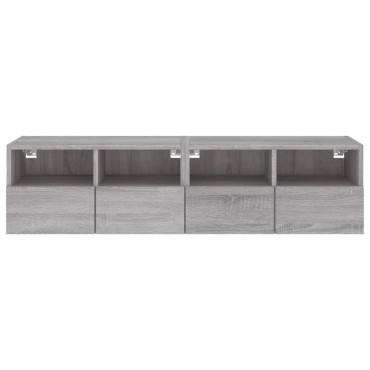 vidaXL Έπιπλα Τοίχου Τηλεόρασης 2 τεμ. Γκρι Sonoma 60x30x30cm Επεξ. Ξύλο