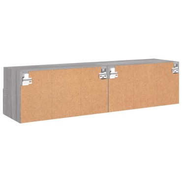vidaXL Έπιπλα Τοίχου Τηλεόρασης 2 τεμ. Γκρι Sonoma 60x30x30cm Επεξ. Ξύλο