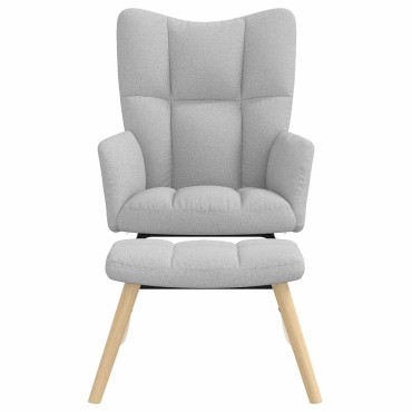 vidaXL Κουνιστή καρέκλα με υποπόδιο Cloud Grey Fabric 61x78x95 cm 1 τεμ.