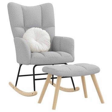 vidaXL Κουνιστή καρέκλα με υποπόδιο Cloud Grey Fabric 61x78x95 cm 1 τεμ.