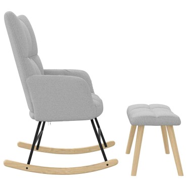 vidaXL Κουνιστή καρέκλα με υποπόδιο Cloud Grey Fabric 61x78x95 cm 1 τεμ.
