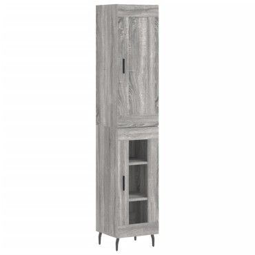 vidaXL Μπουφές Sonoma Γκρι 34,5x34x180cm από Επεξεργασμένο Ξύλο 1 τεμ.