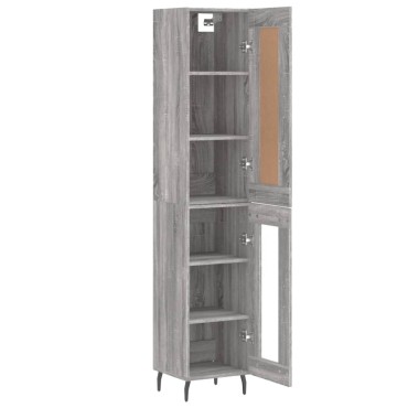 vidaXL Μπουφές Sonoma Γκρι 34,5x34x180cm από Επεξεργασμένο Ξύλο 1 τεμ.