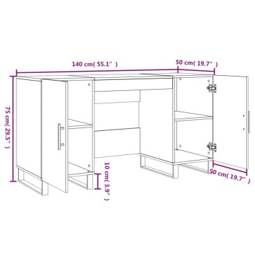 vidaXL Γραφείο Γκρι Σκυροδέματος 140x50x75cm από Επεξεργ. Ξύλο 1 τεμ.