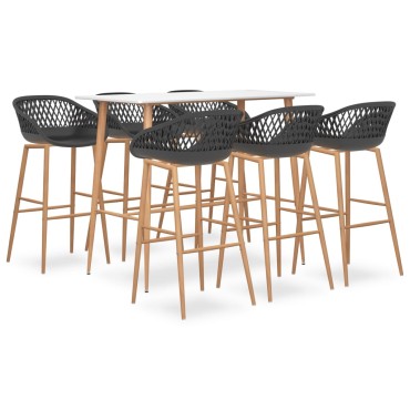 vidaXL Σετ Επίπλων Μπαρ 7 τεμ. Λευκό & Γκρι 120x60x105cm