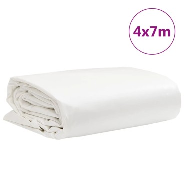 vidaXL Μουσαμάς Λευκός 4 x 7 μ. 650 γρ./μ²