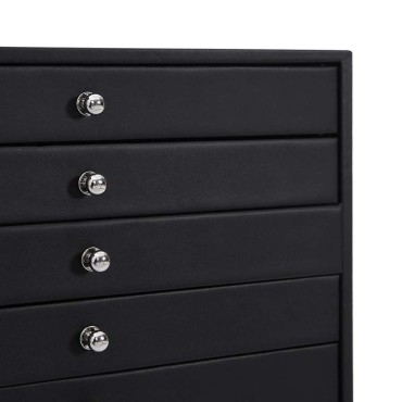 vidaXL Κουτί Κοσμημάτων 10 Επιπέδων με Θήκες Ρολογιών Μαύρο 29x20,5x40,5 εκ.