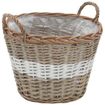 vidaXL Γλάστρες Υπερυψωμένες 4 τεμ. Wicker με Επένδυση Πολυαιθυλενίου