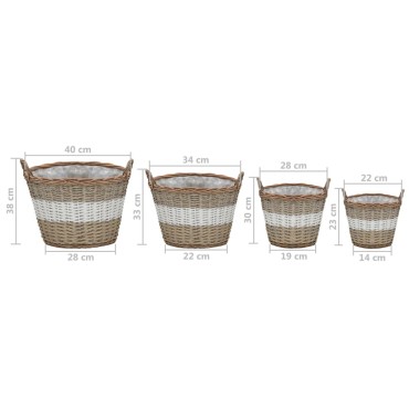 vidaXL Γλάστρες Υπερυψωμένες 4 τεμ. Wicker με Επένδυση Πολυαιθυλενίου