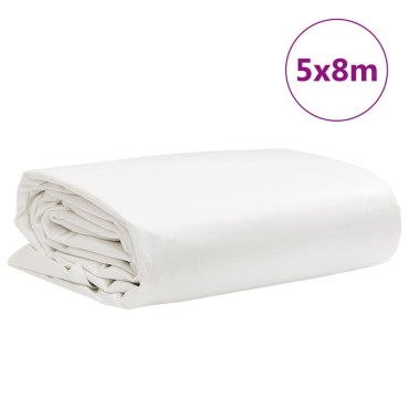 vidaXL Μουσαμάς Λευκός 5 x 8 μ. 650 γρ./μ²