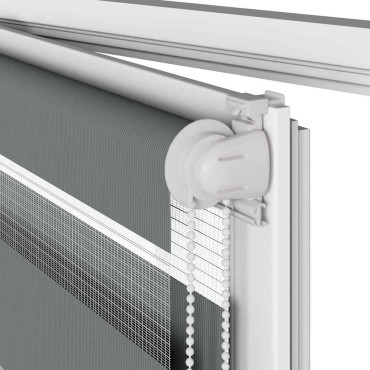 vidaXL Ζέβρα τυφλή Σκούρο Γκρι Πλάτος υφάσματος 110,9 εκ. Πολυεστέρας