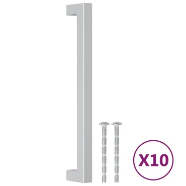 vidaXL Λαβές Ντουλαπιών 10 τεμ. Ασημί 192 χιλ. από Ανοξείδωτο Ατσάλι