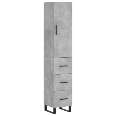 vidaXL Ντουλάπι Γκρι Σκυροδέματος 34,5x34x180cm Επεξεργασμένο Ξύλο 1 τεμ.