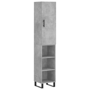 vidaXL Ντουλάπι Γκρι Σκυροδέματος 34,5x34x180cm Επεξεργασμένο Ξύλο 1 τεμ.