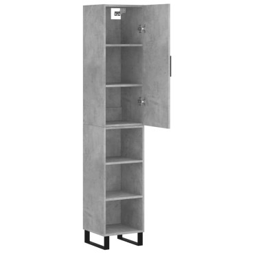 vidaXL Ντουλάπι Γκρι Σκυροδέματος 34,5x34x180cm Επεξεργασμένο Ξύλο 1 τεμ.