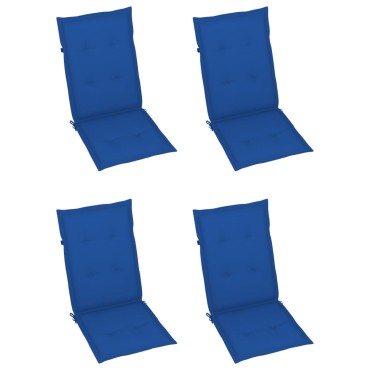 vidaXL Πτυσσόμενες Καρέκλες 4 τεμ. με Μαξιλάρια Royal Blue από Μασίφ Ξύλο Teak 57x71,5x100cm