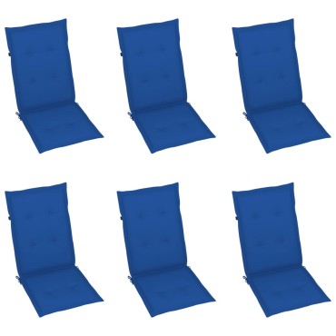 vidaXL Πτυσσόμενες Καρέκλες 6 τεμ. με Μαξιλάρια Royal Blue από Μασίφ Ξύλο Teak 57x71,5x100cm