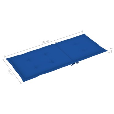 vidaXL Πτυσσόμενες Καρέκλες 2 τεμ. με Μαξιλάρια Royal Blue από Μασίφ Ξύλο Teak 57x71,5x100cm