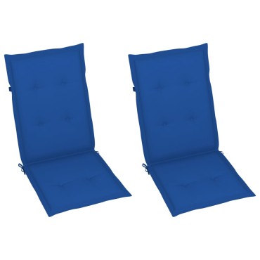 vidaXL Πτυσσόμενες Καρέκλες 2 τεμ. με Μαξιλάρια Royal Blue από Μασίφ Ξύλο Teak 57x71,5x100cm