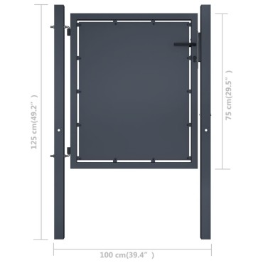 vidaXL Πόρτα Κήπου Ανθρακί 100x75 εκ. από Ατσάλι