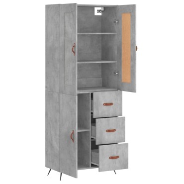vidaXL Ντουλάπι Γκρι Σκυροδέματος 69,5x34x180cm Επεξεργασμένο Ξύλο 1 τεμ.